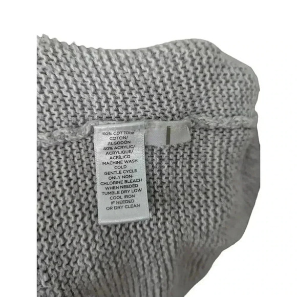 Loft Gray Medium Open Front Long Sleeve Cardigan Knit Sweater Double Pockets - Picture 8 of 8